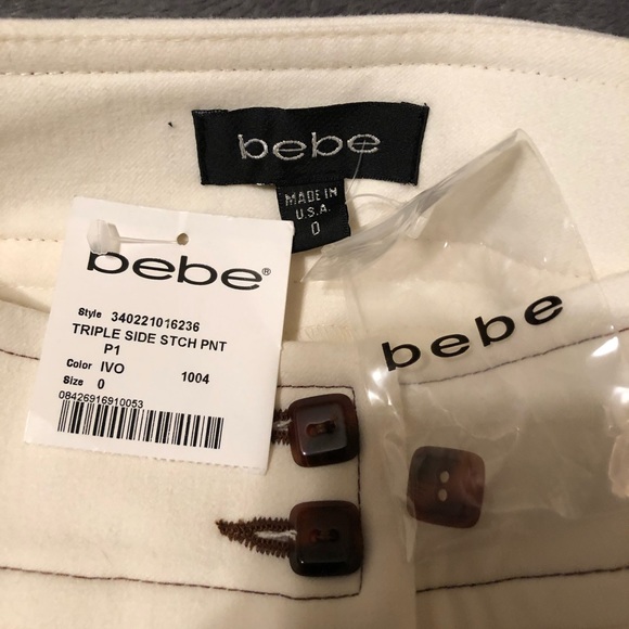 Bebe Ivory Triple Side Stitch Pants- New - Sz 0 - Picture 3 of 13